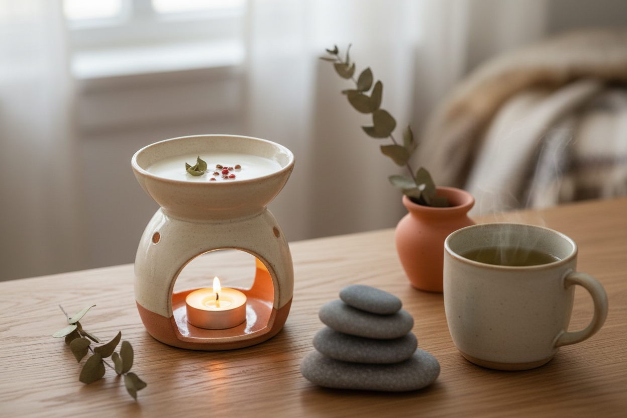 Golau ar Garreg wax melter with subtle botanicals