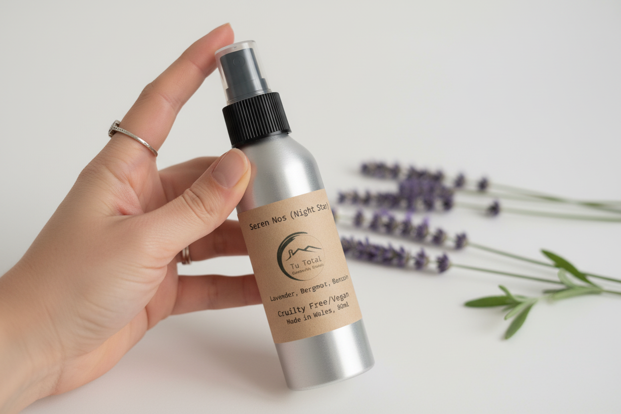 Hand holding room spray